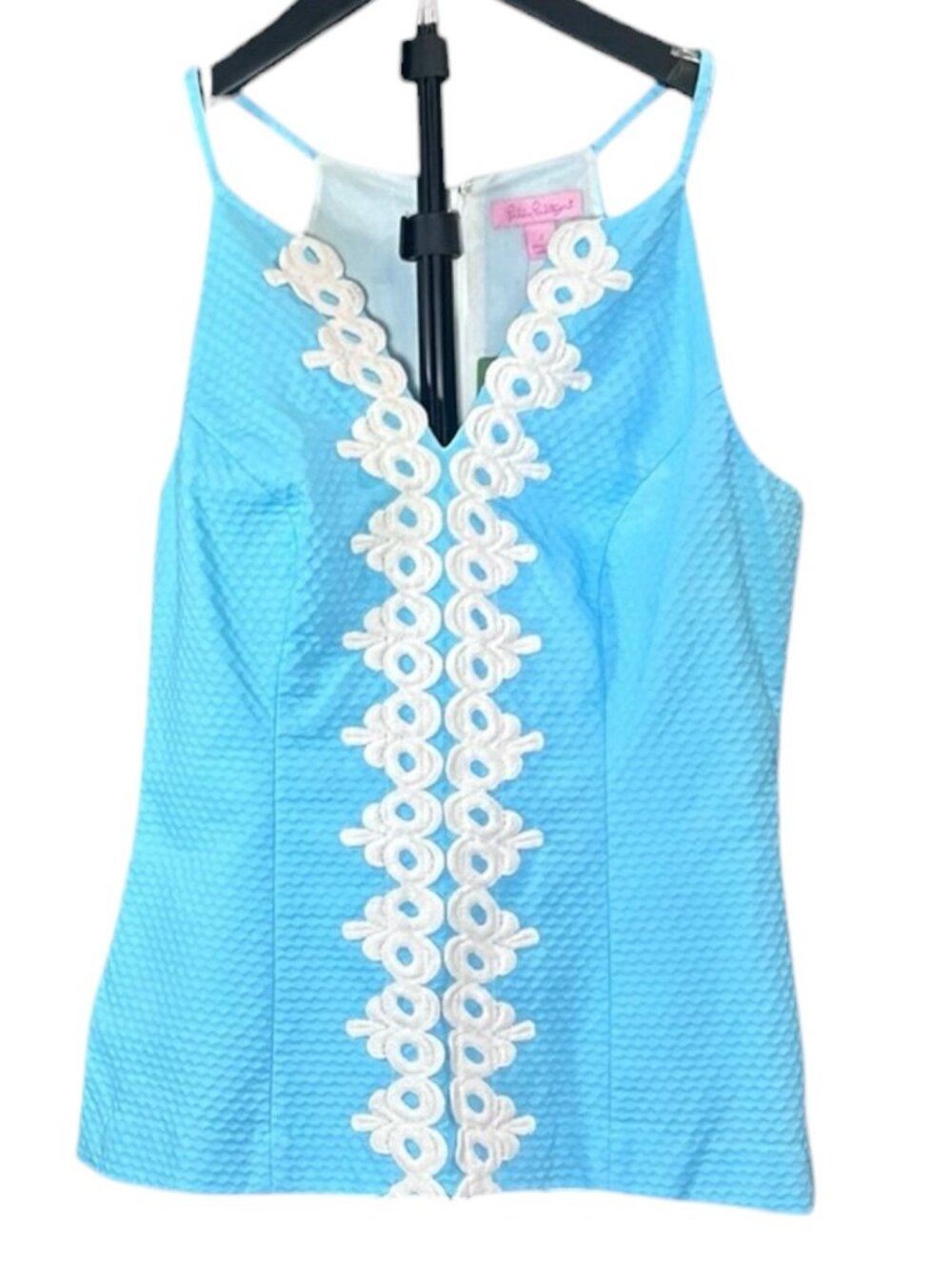 Lilly Pulitzer Magnolia Top Breakwater Blue | NWT | Lace Trim Sleeveless Size 2 - Picture 2 of 8